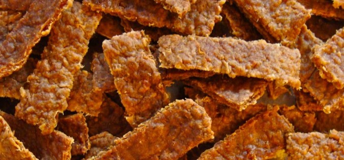 Baked meat strips